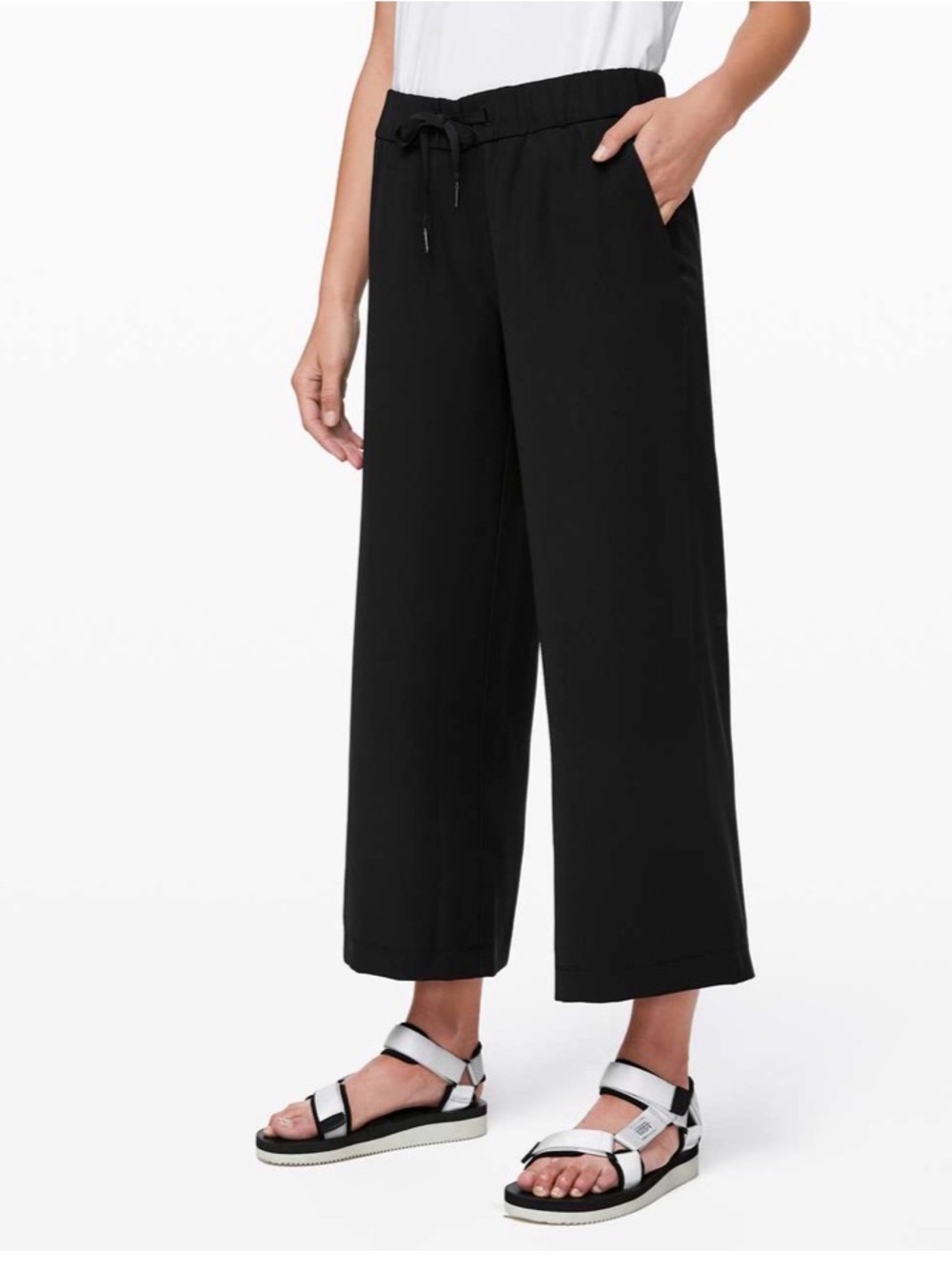 lululemon athletica Black On the Fly Cropped  woven Wide-Leg Drawstring Pants